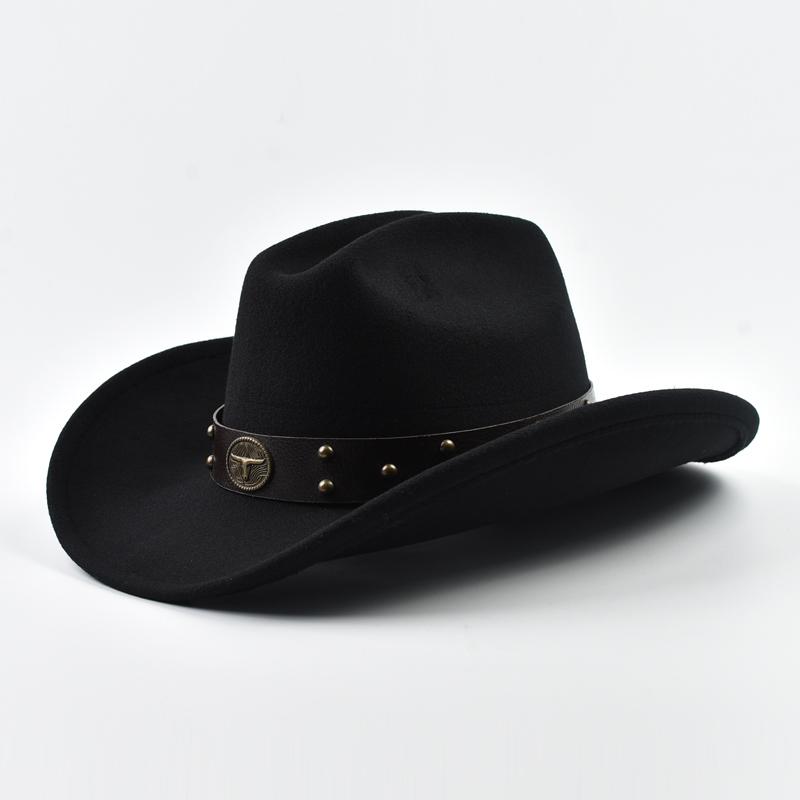 Men Women Vintage Big-edge Western Cowboy Hat  Gentleman Cowgirl Jazz Hat Cloche Church Caps