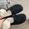Bow Flats Women Loafers Shoes Suede Casual Designer Winter Shoes 2025 Trend New Brand Walking Cozy Non-slip Chaussures Femme