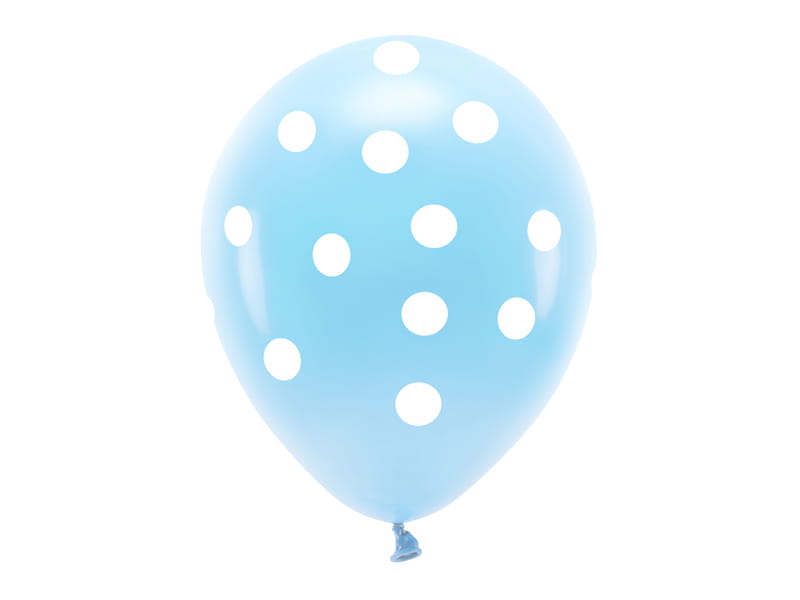 Partydeco Balony Eco 33 Cm Pastelowe Błękitne W Kropki 6 Szt