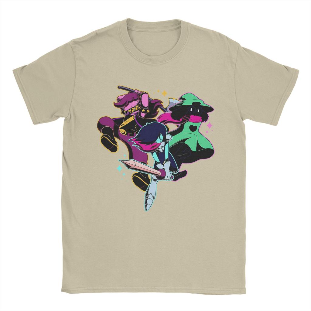 Game Deltarune Kris Ralsei Susie Men's T Shirts  Casual Tee Shirt Short Sleeve Crewneck T-Shirts 100% Cotton Classic Tops