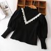 Girls Lace Trim Puff Sleeve Top Casual Blouse for Everyday Wear