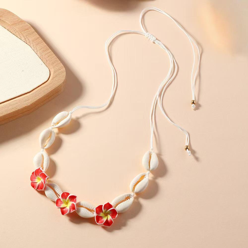 Bohemian Shell Flower Necklace & Bracelet Set: European-American Fashion Choker & Sweater Chain