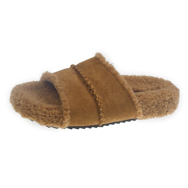 Fashion Women Flats Fur Slippers Suede Fashion New Shoes 2025 Trend Winter Casual Slingback Flip Flops Cozy Open Toe Slides Zapatillas