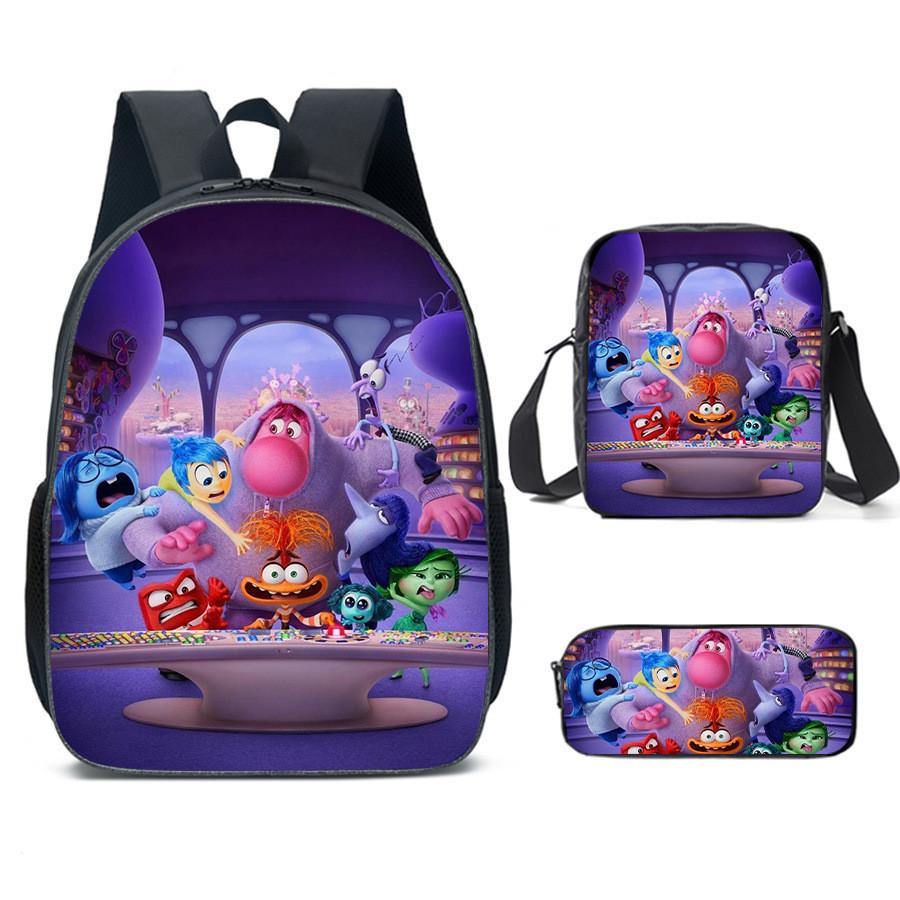 Brain Inside Out Characters Kids School Backpack Set For Elementary Students