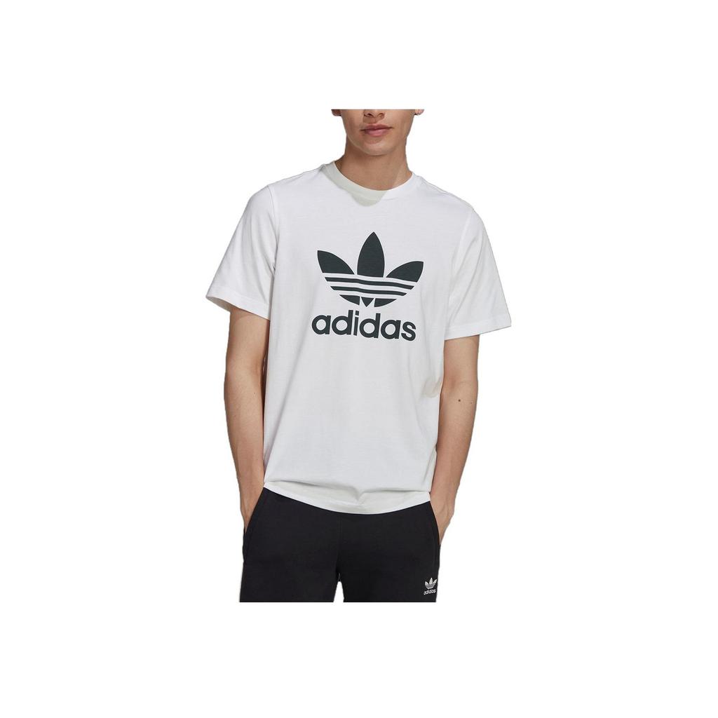 Adidas Originals Trefoil Large Logo Print Crew Neck Short Sleeve T-Shirt Men Tops White HK5227