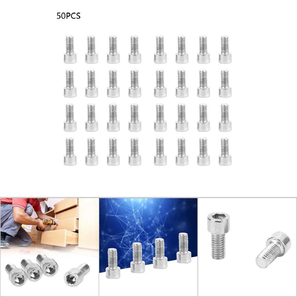 50Pcs Hex Socket   Screw Stainless Steel Cylinder Head Fasteners for Wood Tool