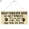 2Pcs Rectangle Dog Sign Plaque Wooden Tag Hanging Pendant Home Door Decoration