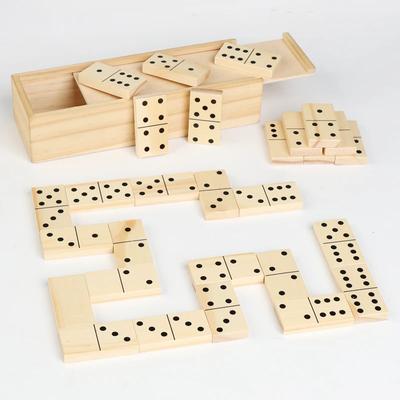 Klassisches Double Six Domino-Spielset für Erwachsene und Kinder mit Holzbox, 28 Steine, Spielspaß für 2-4 Spieler, Familienspiel