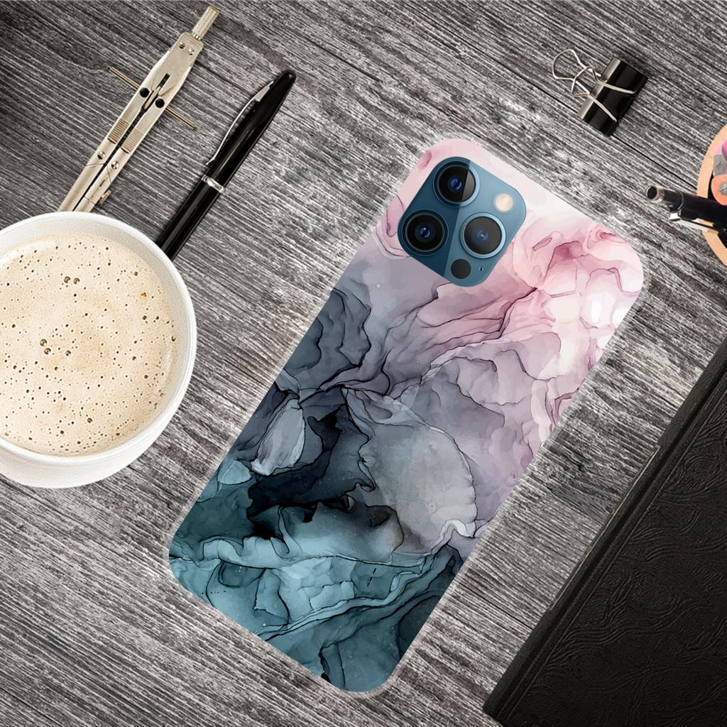 For iPhone 15 Pro Max Shockproof IMD TPU Cell Phone Case Abstract Marble Printed Mobile Phone Back Cover