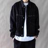 Men's Retro Rivet Workwear Denim Jacket – Loose Fit, Washed Lapel for Spring and Autumn.