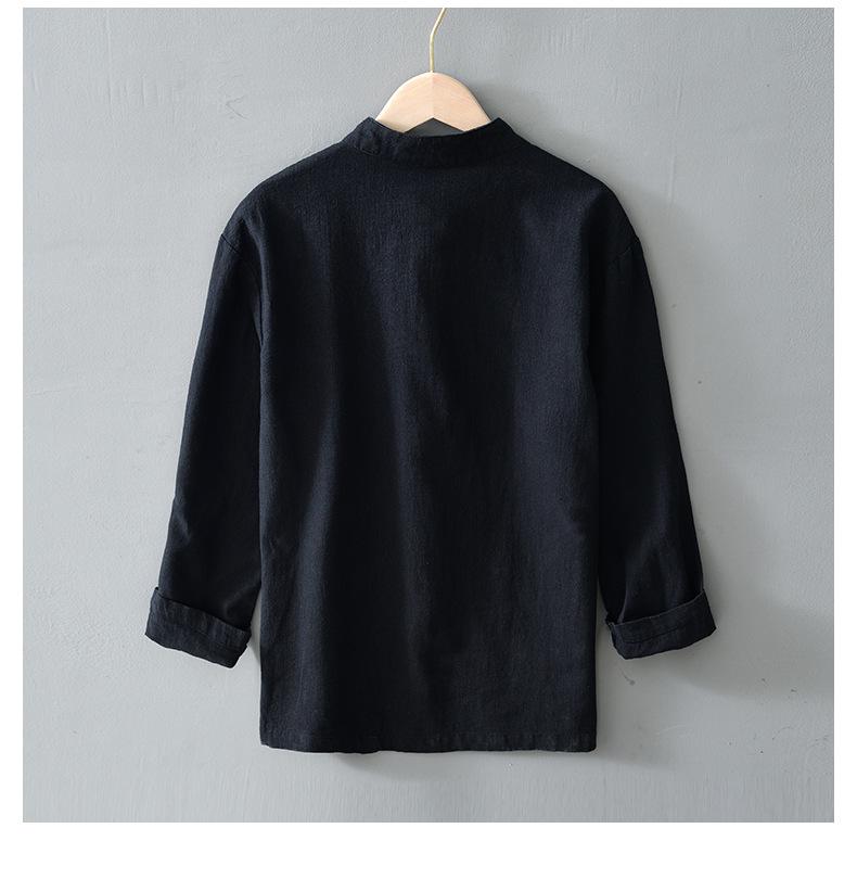 2025 Men's Chinese Style Cotton Linen Long Sleeve Tang Suit Hanfu Shirt, Plus Size Loungewear