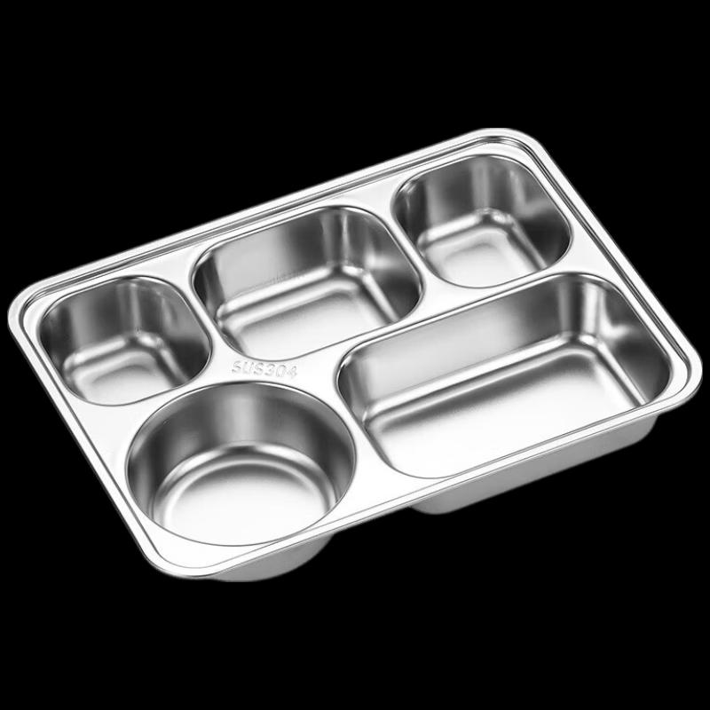 Durable 304 Stainless Steel Divided Lunch Plate