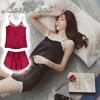 Luxurious And Sexy Women's Faux Silk Camisole Pajama Set Thin Breathable Sleepwear