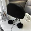 Fox Fur Whole Leather Hat Women Warm Real Fox Fur Hat Winter Outings Ear-protecting Mongolian Hat Making the Face Look Smaller