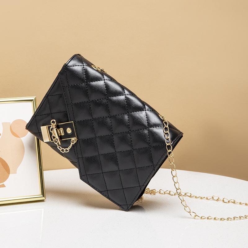 Trend Fashion Embroidery Rhombus Chain Small Square Bag New Lock Mobile Phone Makeup Women's Bag