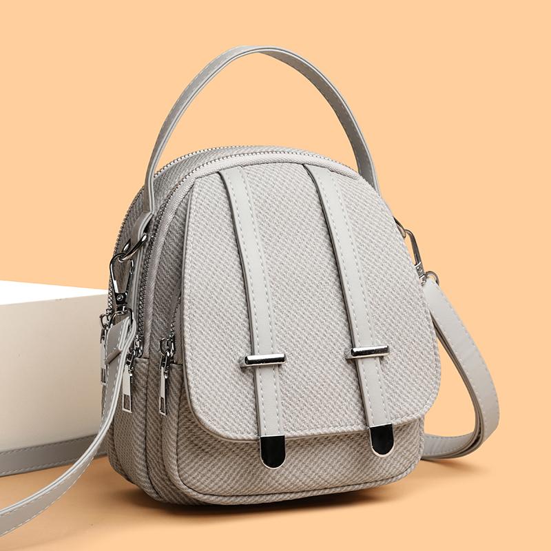 Women's PU Shoulder Bag Multi-compartment Double-use Handbag Soft Leather Crossbody Bag