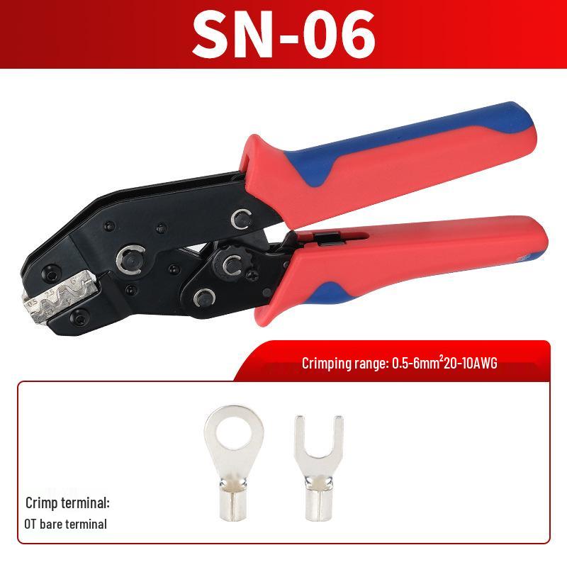 Spring Insert Ratchet Crimping Pliers SN-58B - Cold Press & Insulated Terminal, Multi-Jaw Bare Terminal Crimp Pliers.