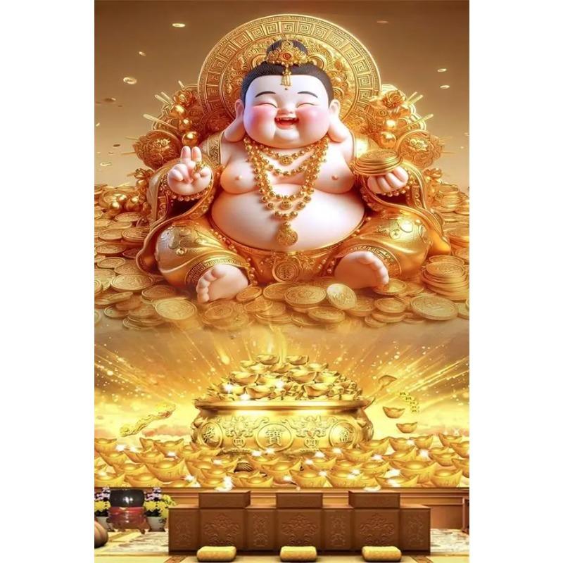 Fengshui God of Wealth Canvas Painting Wall Art Luxury Golden Lucky Money Gods Poster Prints For Office Living Room Home Decor
