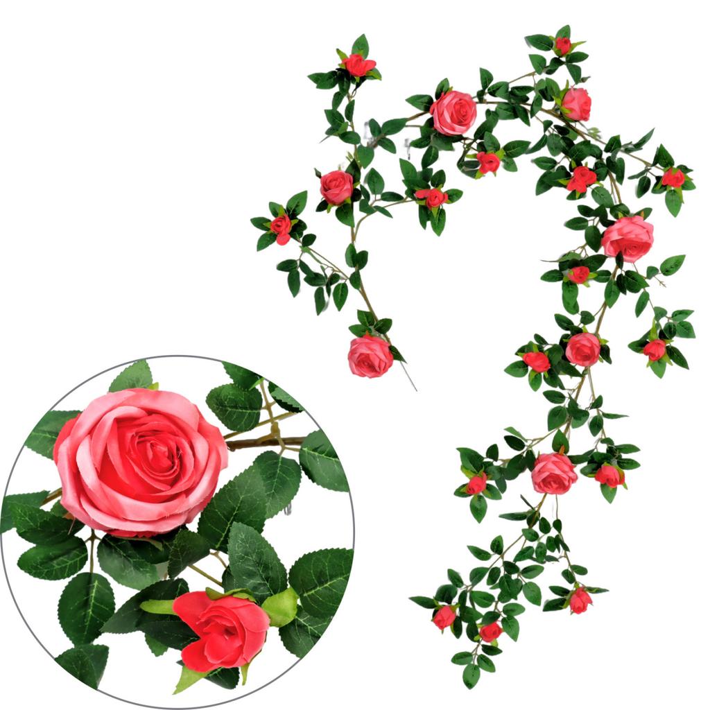 Guirnalda de Flores Artificiales de 1.8m, Guirnalda de Flores Falsas, Flor de Plástico, Cubre Tubos, Decoración de Balcón