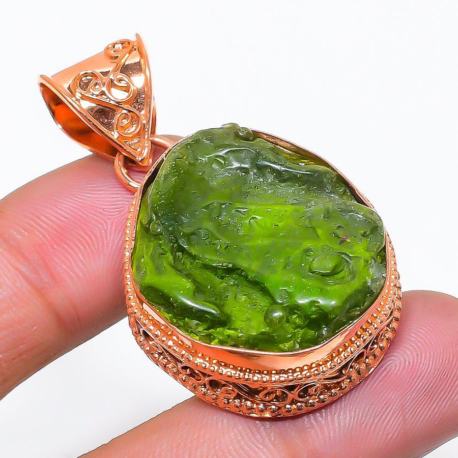 Natural Moldavite Quartz Gemstone 925 Sterling Silver Jewelry Pendant 1.93  AP-14394