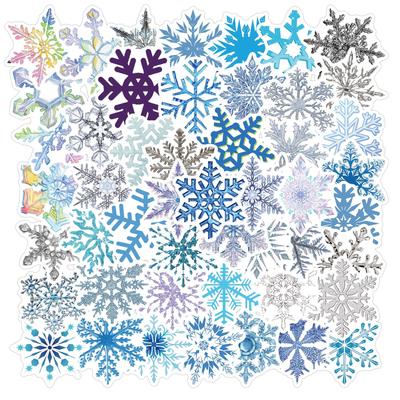 50 Christmas Decoration Glass Snowflake Pattern Stickers Laptop Travel Box Ipad Stickers Not Repeat