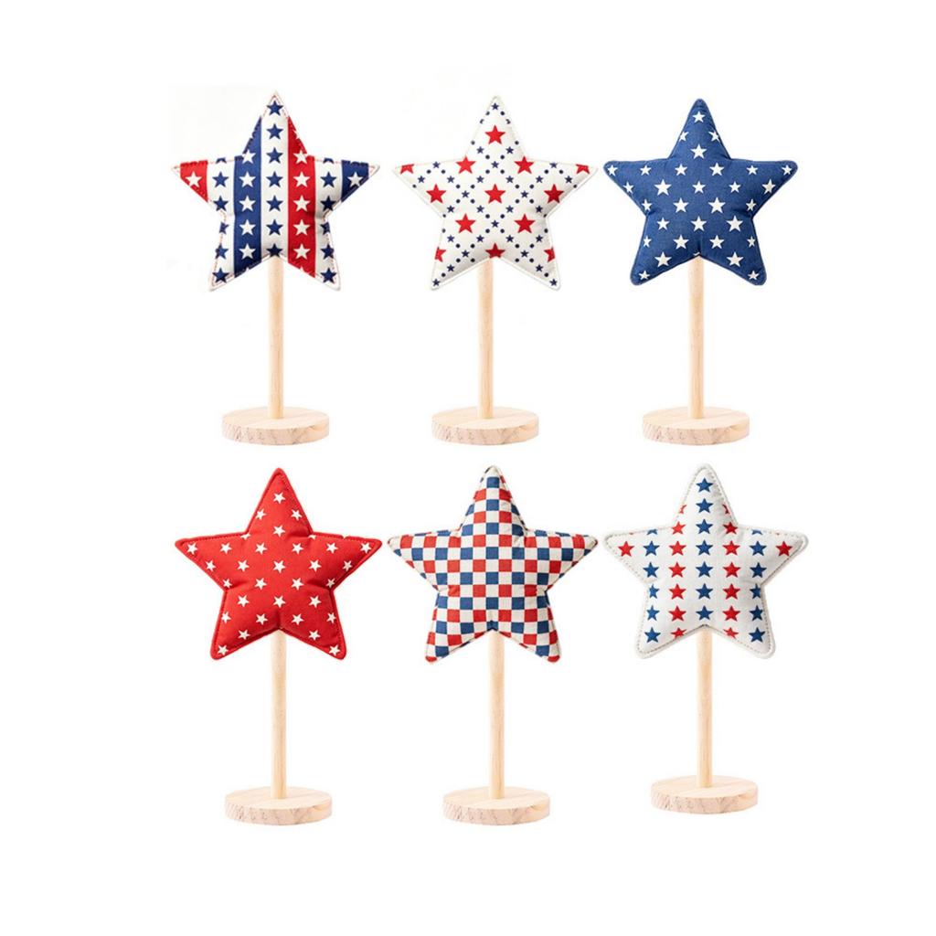 Star Shaped Stuffed Tabletop Ornament Fabric Craft Decorative Piece for Desk Shelf Dining Room Scene Display 13x22cm