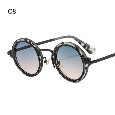 Round Frame Punk Style Sunglasses Hip-Hop UV Protection Metal and PC Hybrid Frame Sun Glasses Metal Frame Shades for Women & Men