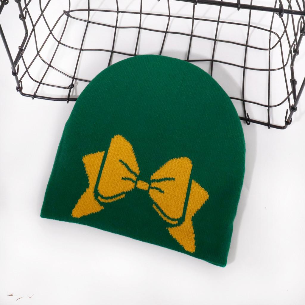 Knitted Cap With Bowknot Design And Heat Retention For Casual Street Style