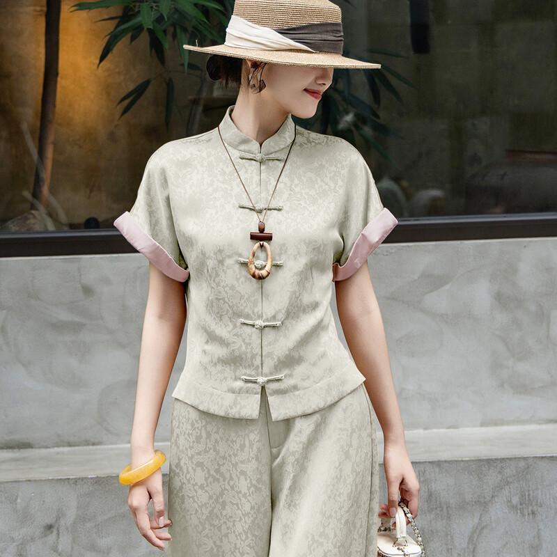 Lanseer Acetate Jacquard Short Sleeve Jacket L белый