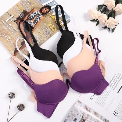 Sexy Half Cup Simple Deep V Bra Women's Small Breasts Gathered Open Back Bra Glossy Thickened Strapless Underwire Underwear