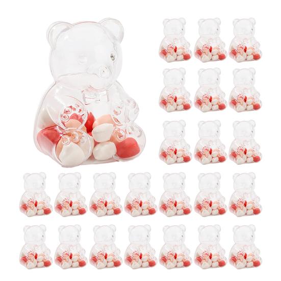 Bear-Shaped Candy Box Large Capacity Clear Plastic Storage Container Reusable Decorative Candy Storage Jar