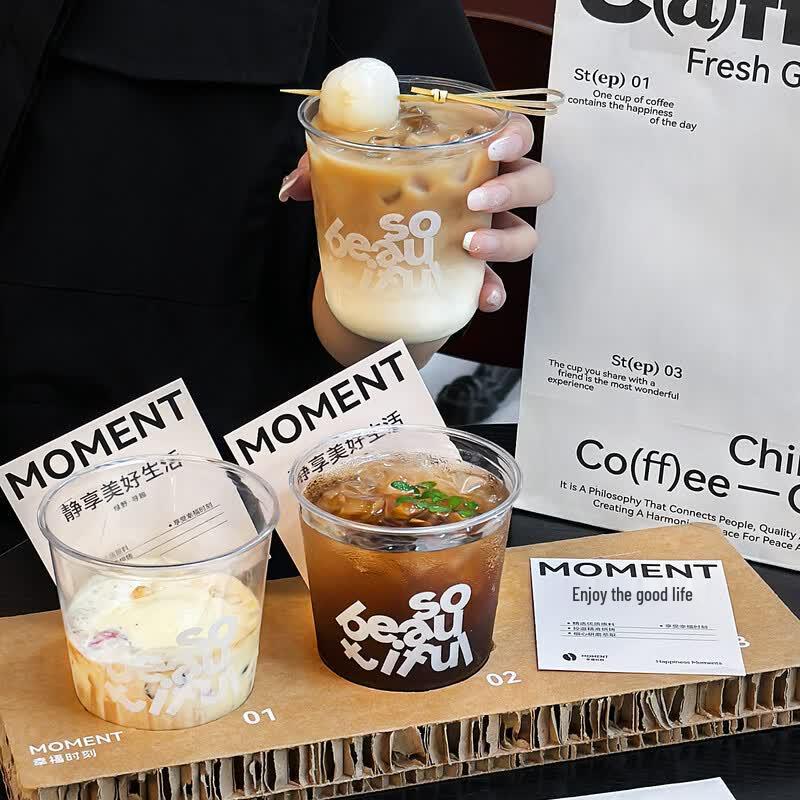MingLing Disposable Corrugated Milk Tea Cup Set