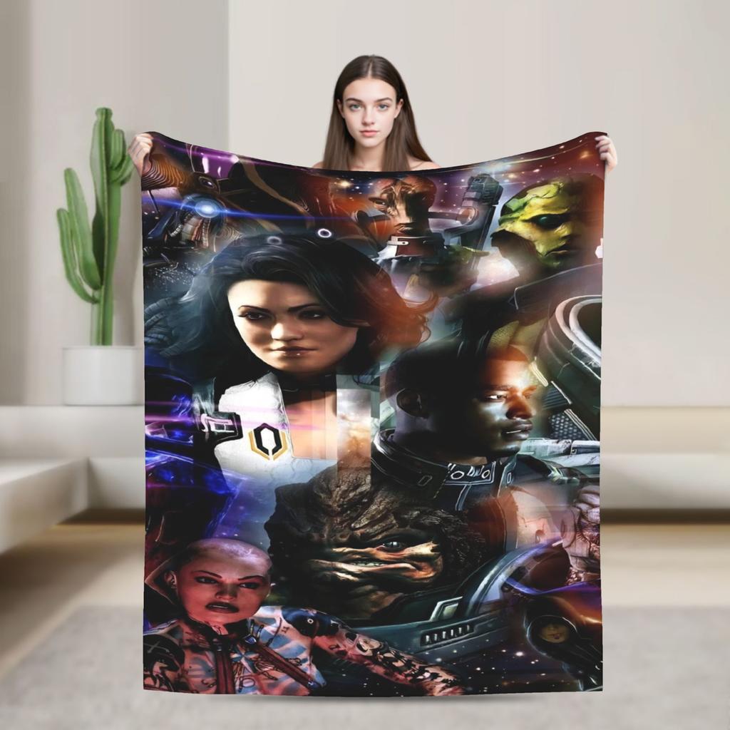 Mass Effect Garrus Vakarian Blanket  Flannel Funny Warm Throw Blanket for Coverlet Summer