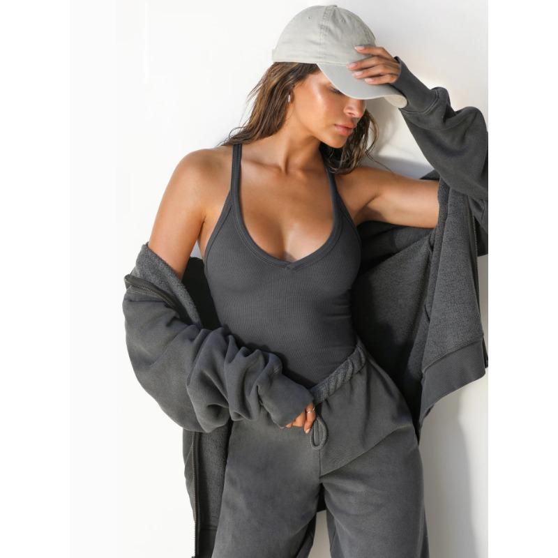 Strikket Vest Dame Sexy Slankende Topper Tide Camisole Topp Innerste Underskjørt Haltertopp