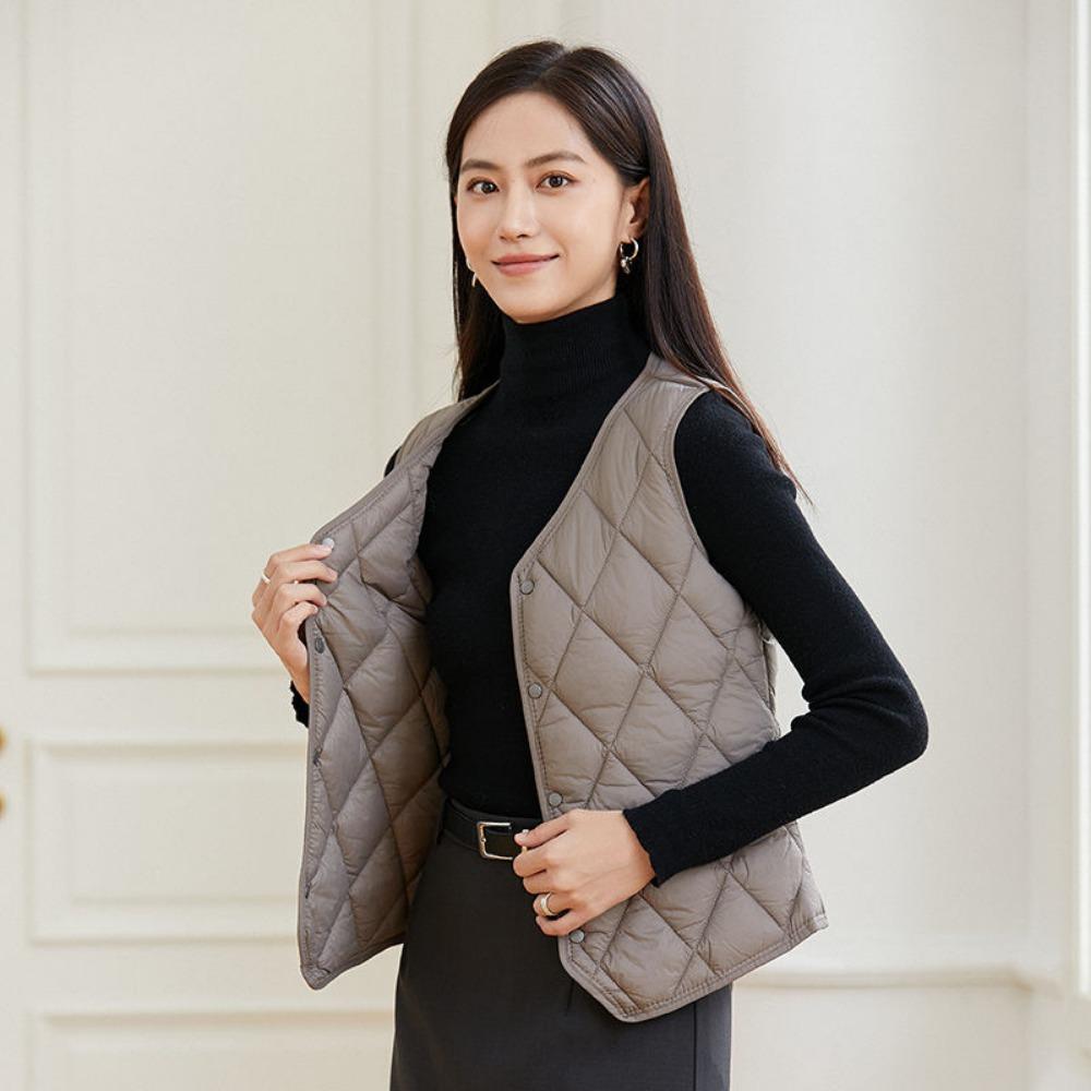Autumn/Winter Down-Filled Cotton Waistcoat Liner Women's Lightweight Warm Inner Vest Form-Fitting Slimming Underwear Waistcoat
