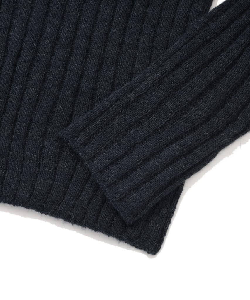 COVERNAT WOMAN Ribbed Turtleneck Knit Dark Blue