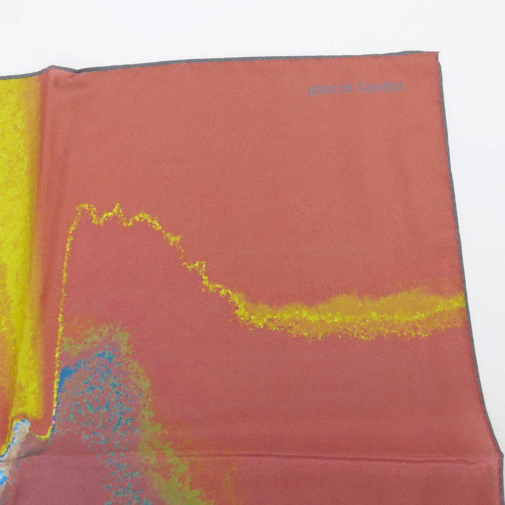 Used Pierre Cardin handkerchief silk Dark marks brown multicolor Fashionable