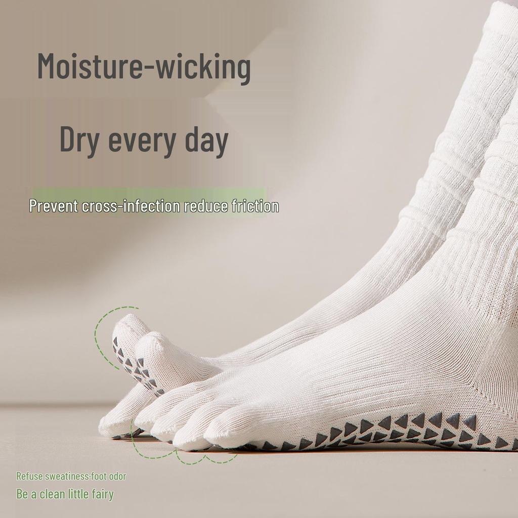 Vijf-Teen Antislip Over-de-Knie Pilates & Yoga Sokken voor Dames - Herfst/Winter Fitness Stijl