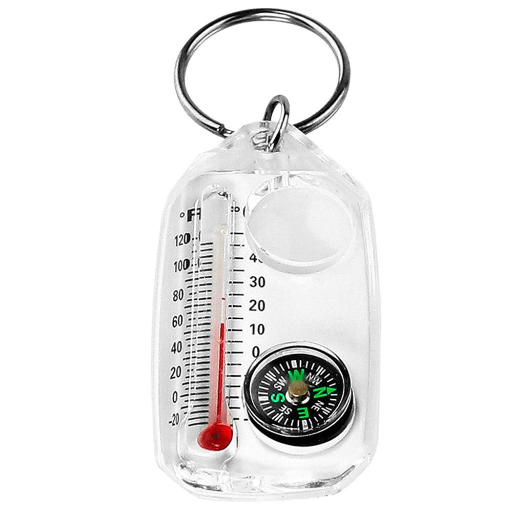 

Outdoor Mountaineering Hiking Compass Portable Luminescent Accurate Compass Thermometer Keychain 3 In1 Outdoor Survival Tool