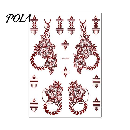 Henna Tattoo Stickers, Red Brown Waterproof Lace Temporary Tattoos, Indian Mehndi Body Art for Hands Feet, Festival Makeup