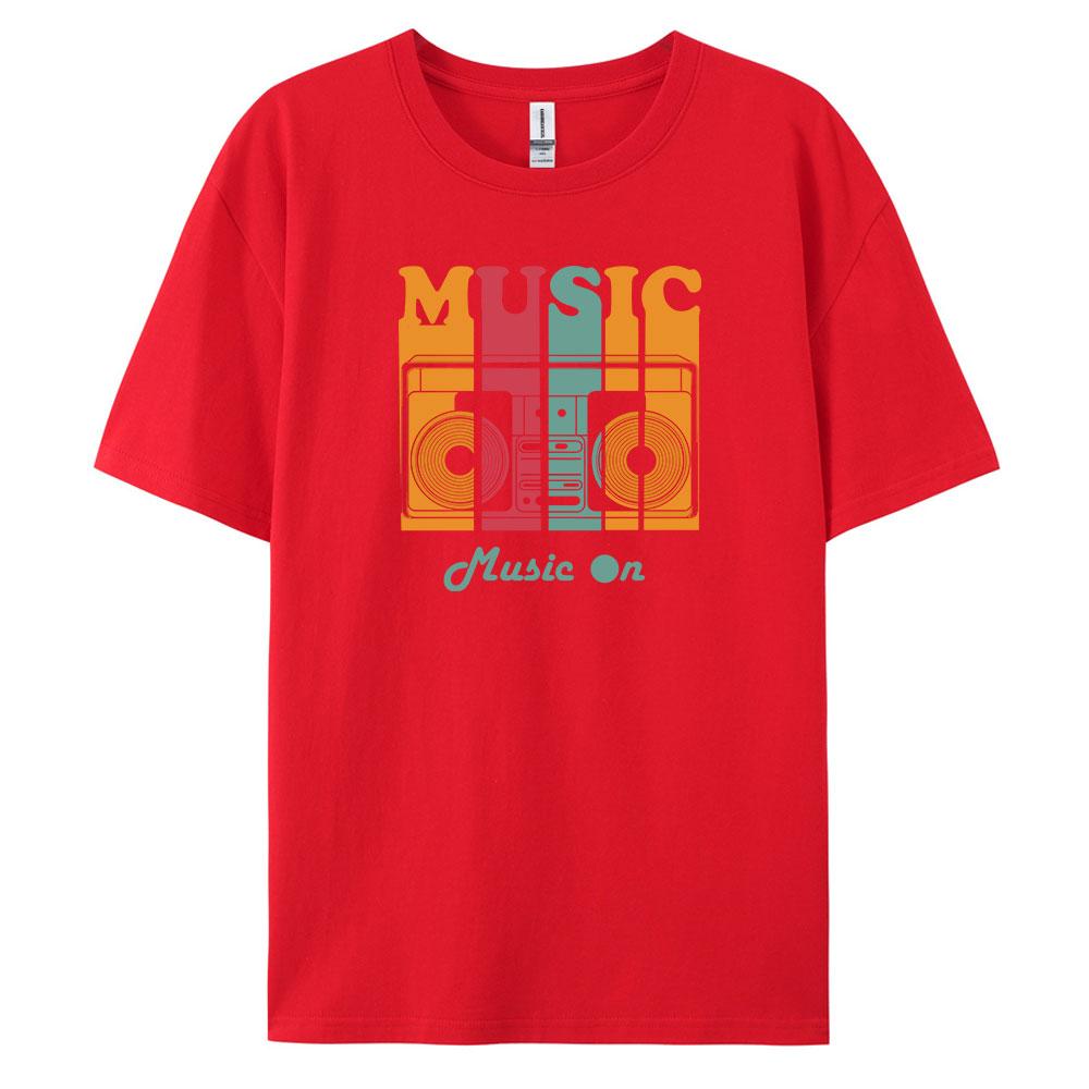 Music Mens Casual Shortsleeved Tshirt with 100 Cotton Fashion print Tees oversize