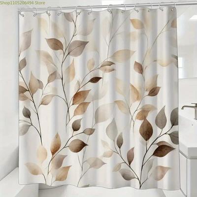 1pz Tenda da Doccia per Bagno, Decorazione Fai da Te per la Casa, Tenda da Doccia Festival Autunnale Dipinta, Include 12 Ganci, 180*180cm Bagno