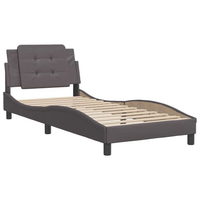 VidaXL Cadre de Lit sans Matelas Zadar, Lit Rembourré, Lit Simple, Lit Adulte de Chambre à Coucher Intérieur, Gris 90x200 cm 3208159