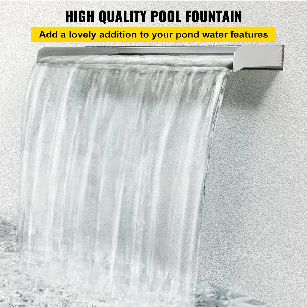 59.1" X 4.5" X 3.1" Stainless Steel Decorative Waterfall Pool Fountain For Garden Pond Indoors And Outdoors