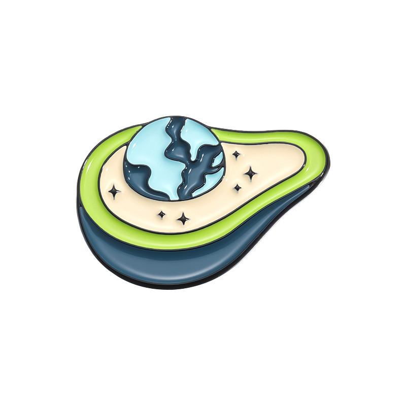 Creative Fruit Cute Series Metal Brooch Set Featuring Adorable Avocado And Peach Designs For Stylish Accessories And Fashionable
