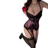 Sexy Sex Clothes Suspenders Purple Spice Girl Lace Mesh Fishbone Corset Skinny Royal Sister Temperament Inside