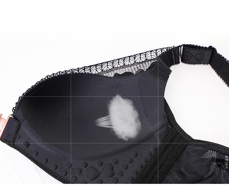 Sutien dantelat mărime mare fără sârmă cu închidere frontală, suport lateral și spate reglabil