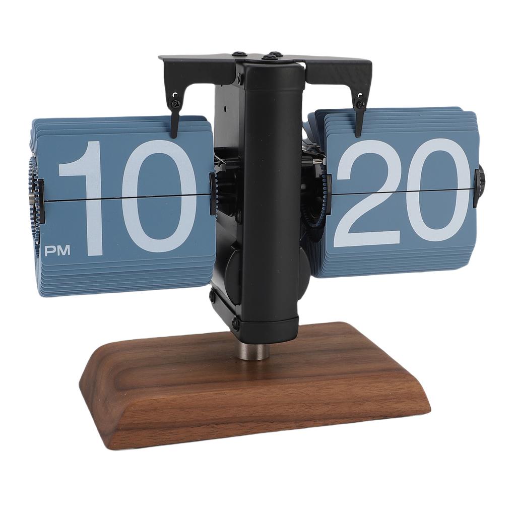 Digital Flip Desk Clock 12 Hours Battery Powered Retro Mechanical Auto Flip Down Clock with Wood