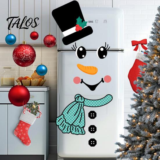 Removable Seasonal Wall Stickers Christmas Snowman Stickers, DIY Decorative Emoticon for Holiday Party Supplies, Festive Surface Decorations