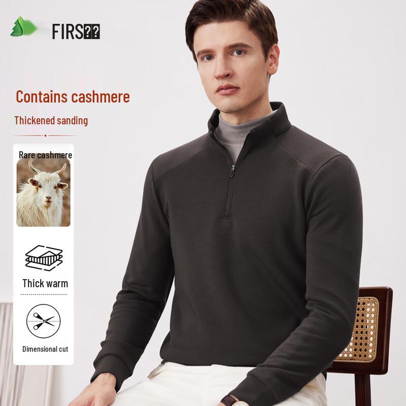 

FIRS Men s Cashmere Blend Half-Zip Pullover Sweatshirt